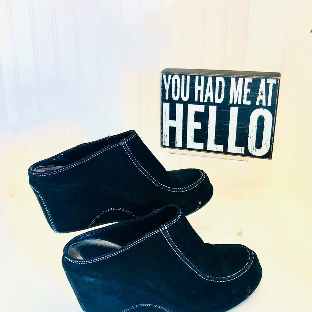 Via Spiga Italian black Suede Platform Mule Slip - Picture 3 of 6